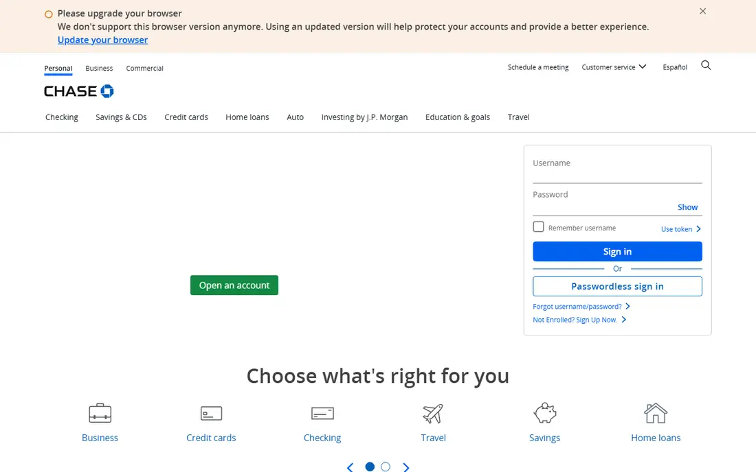 Chase homepage