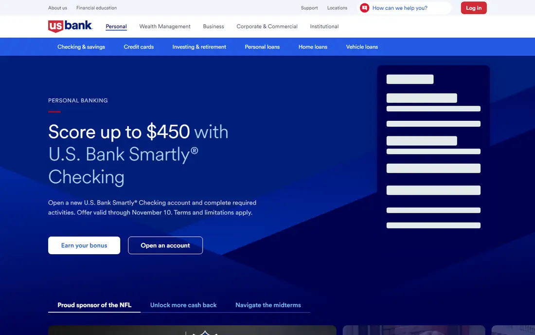U.S. Bank homepage