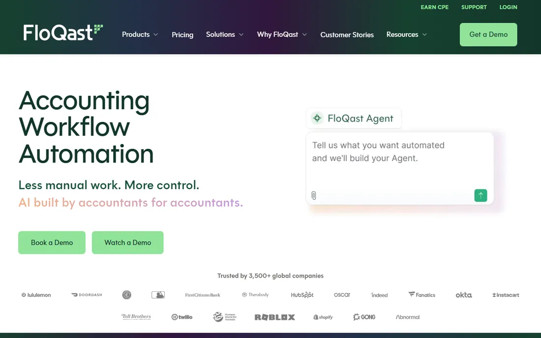 FloQast homepage