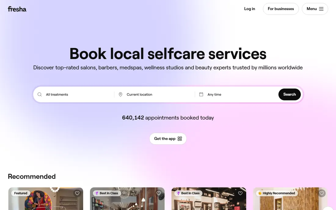 Fresha homepage