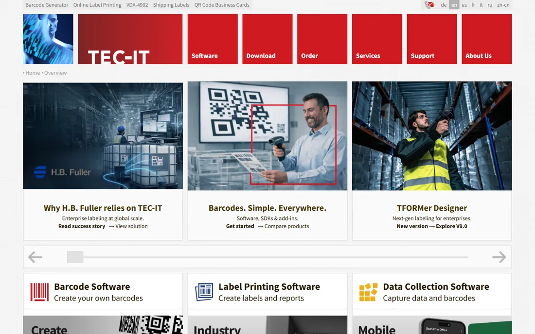 TEC-IT Barcode Studio homepage