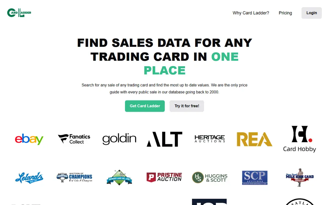 Card Ladder homepage