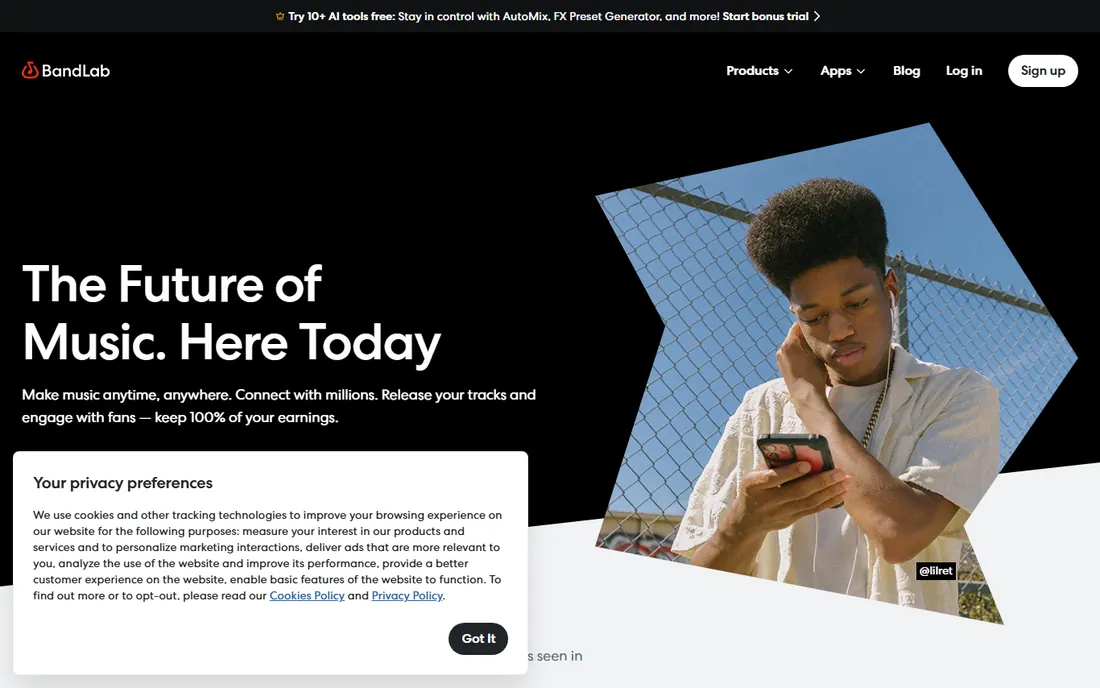 BandLab homepage