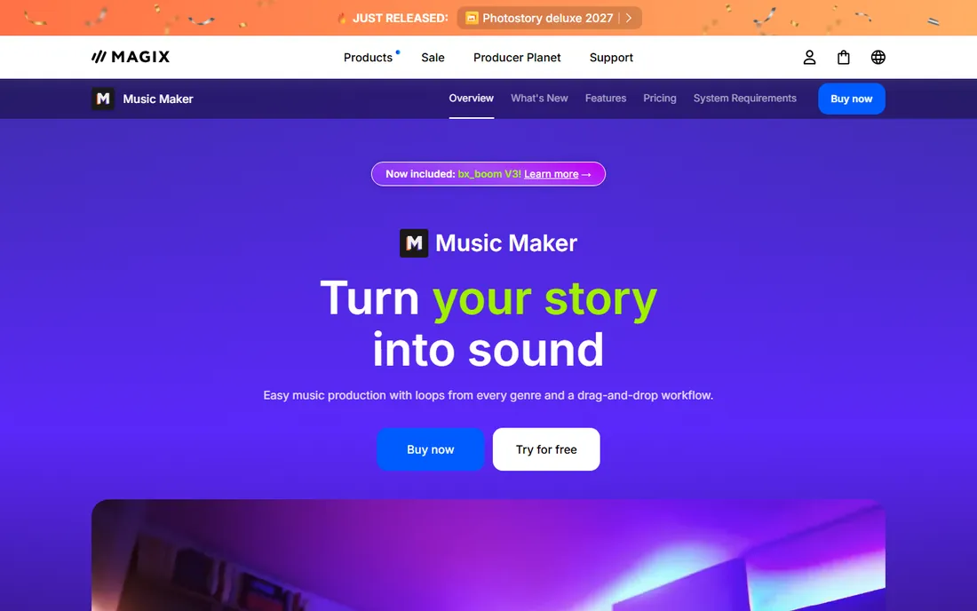 MAGIX Music Maker homepage