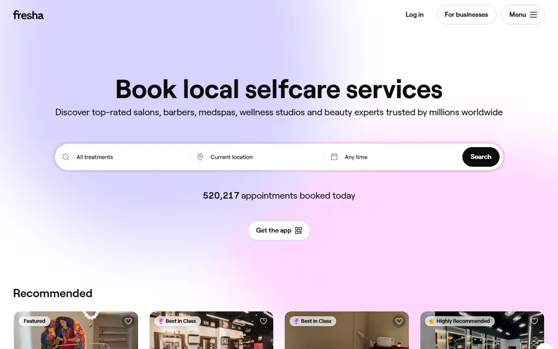 Fresha homepage