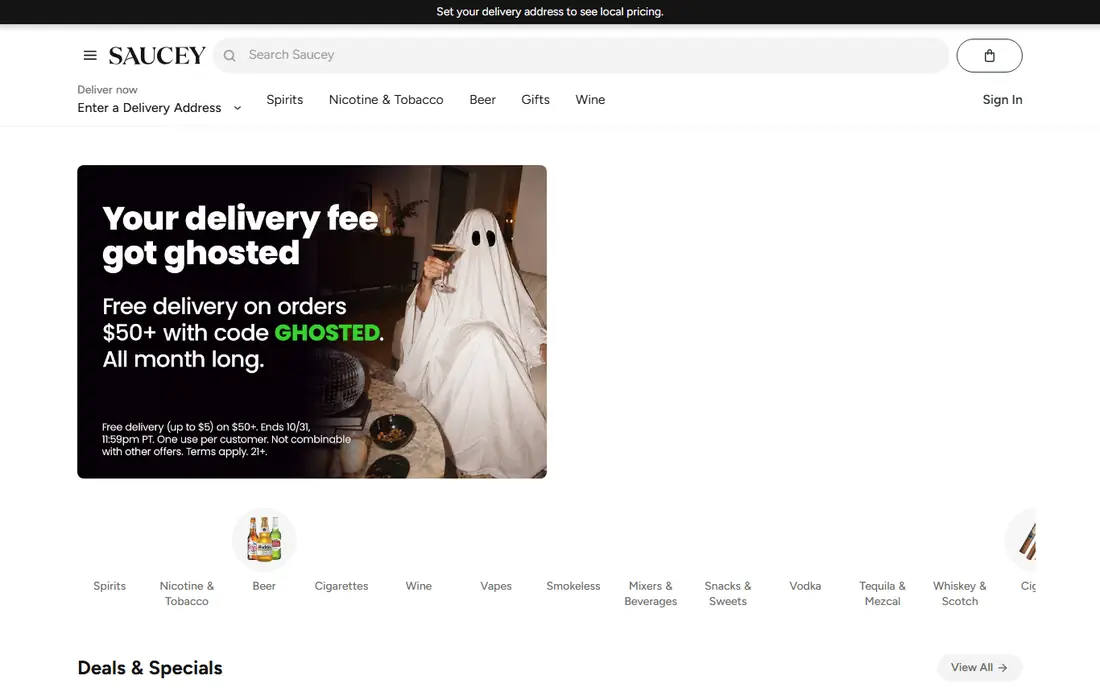 Saucey homepage