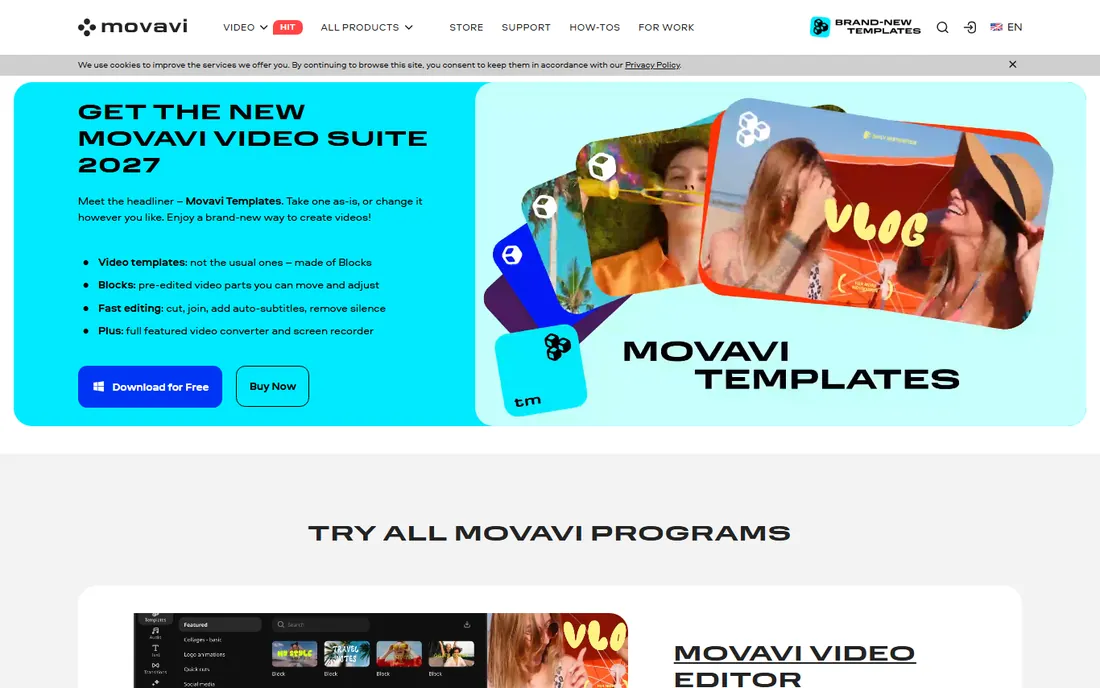 Movavi Video Editor homepage