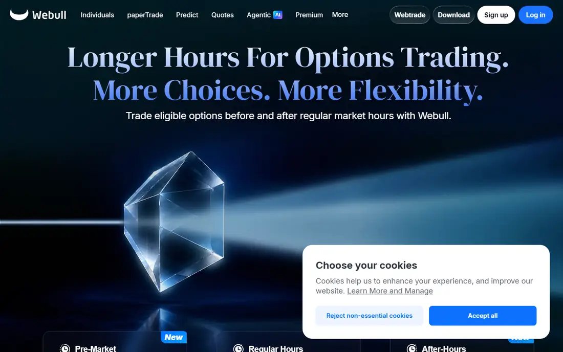 Webull homepage