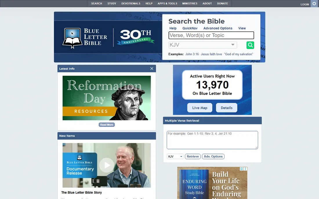 Blue Letter Bible homepage