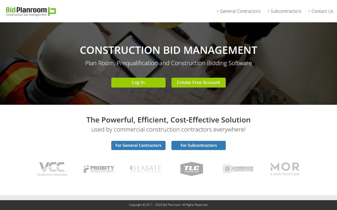 BidPlanroom homepage