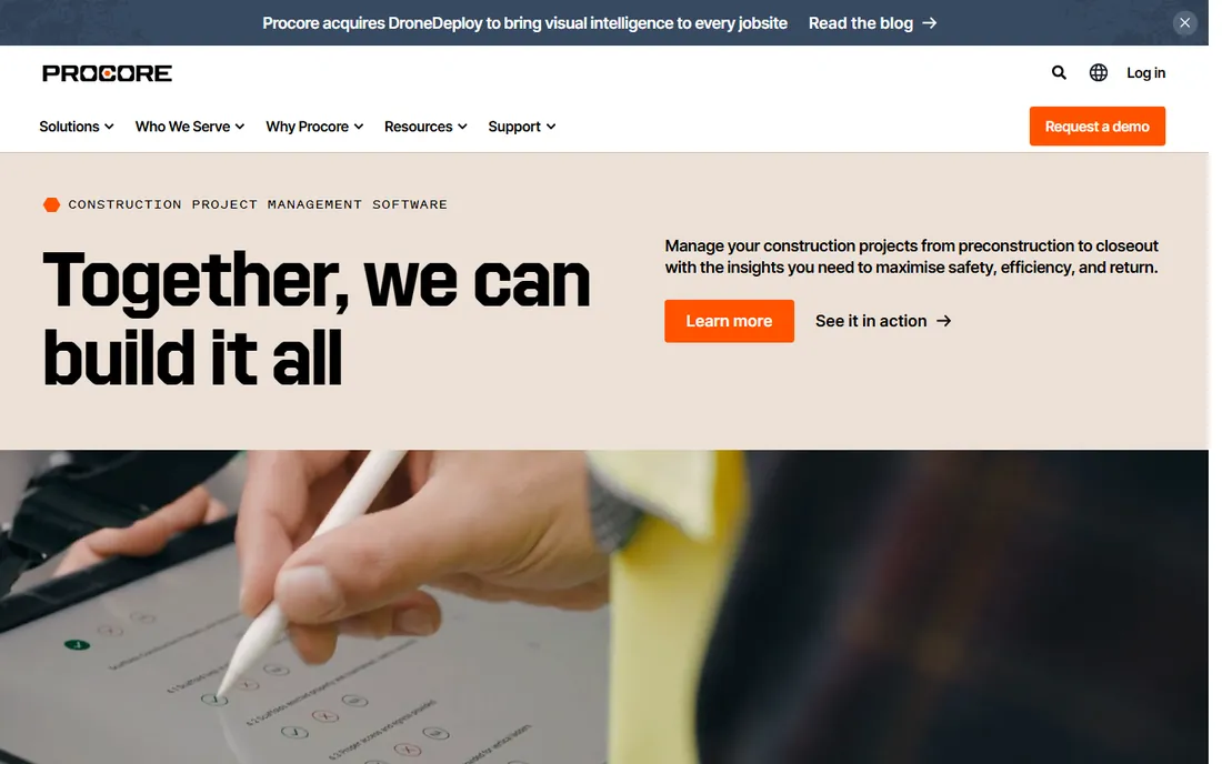 Procore homepage