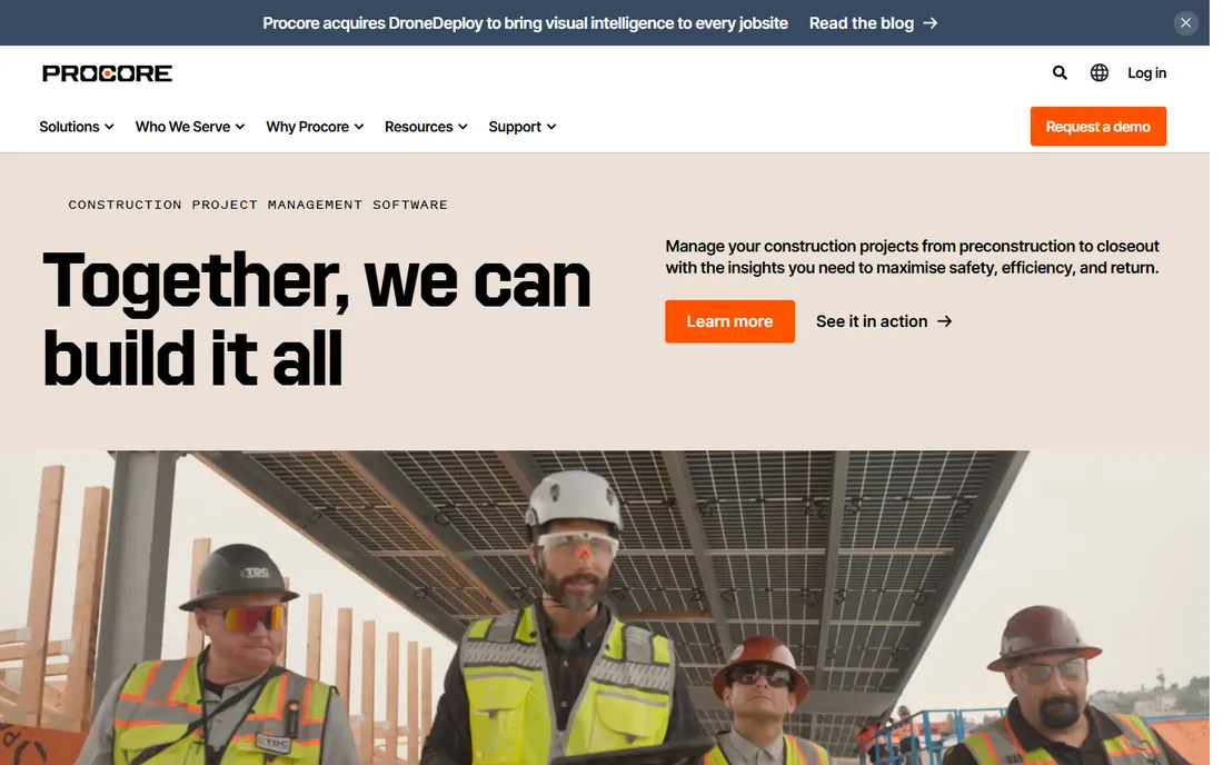 Procore homepage