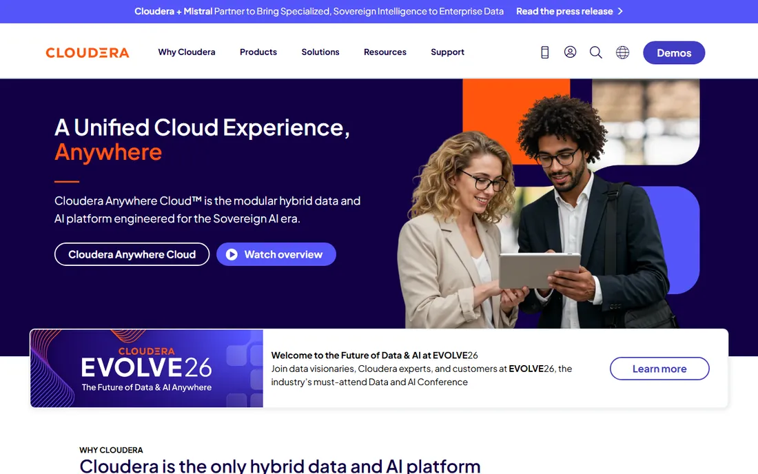 Cloudera homepage