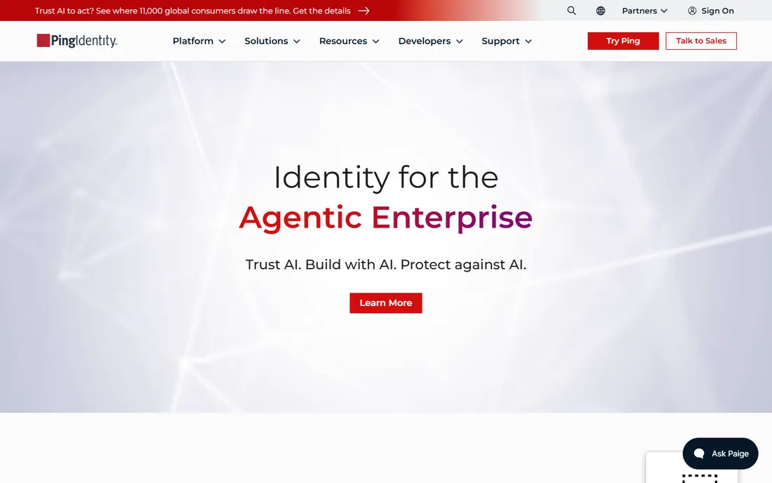 Ping Identity homepage