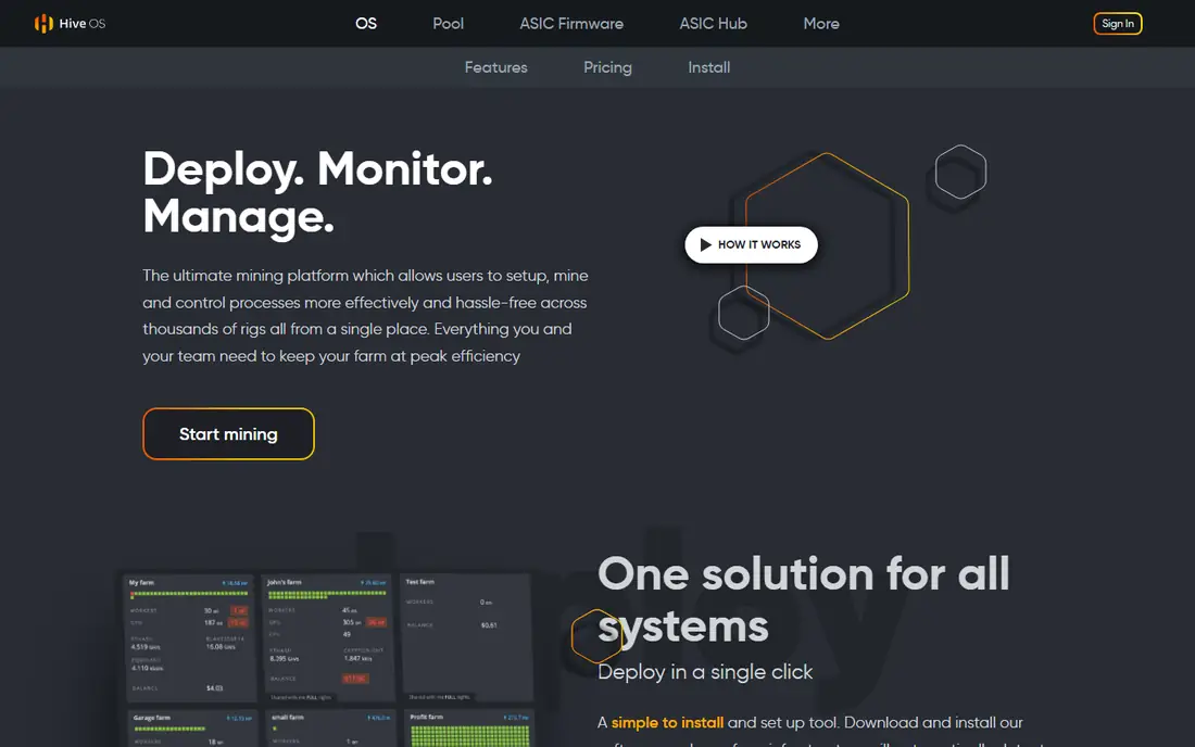 Hive OS homepage