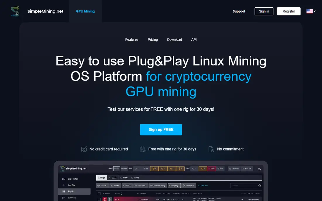 SimpleMining homepage