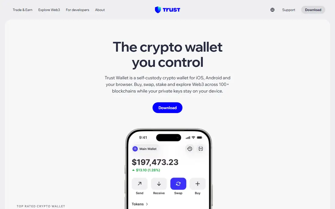 Trust Wallet homepage