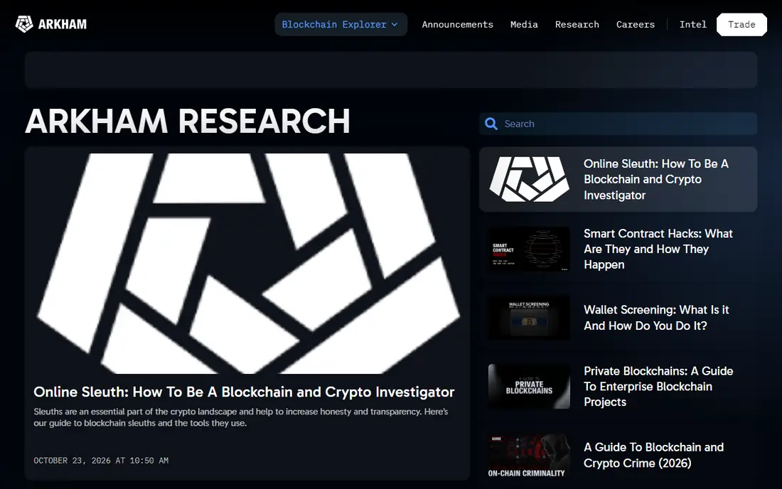 Arkham Intelligence homepage