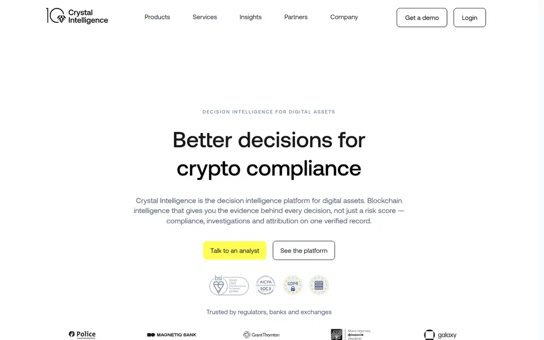 Crystal Intelligence homepage