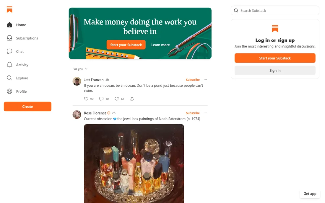 Substack homepage