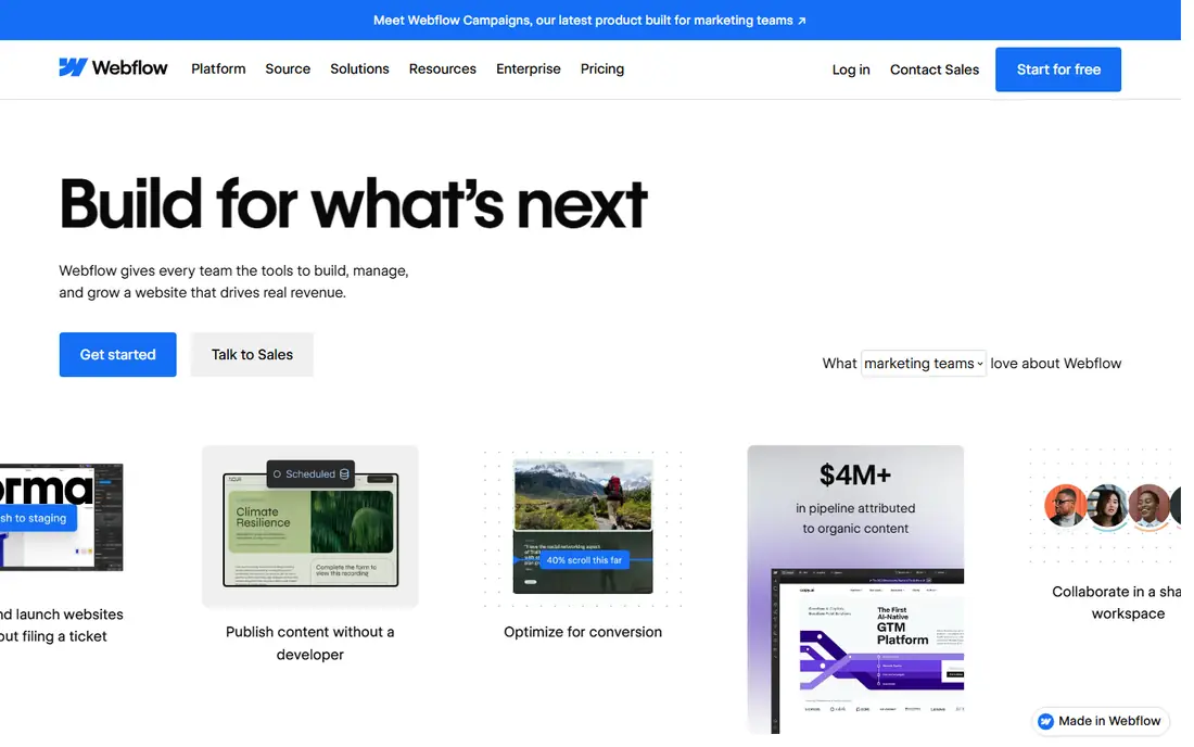 Webflow homepage