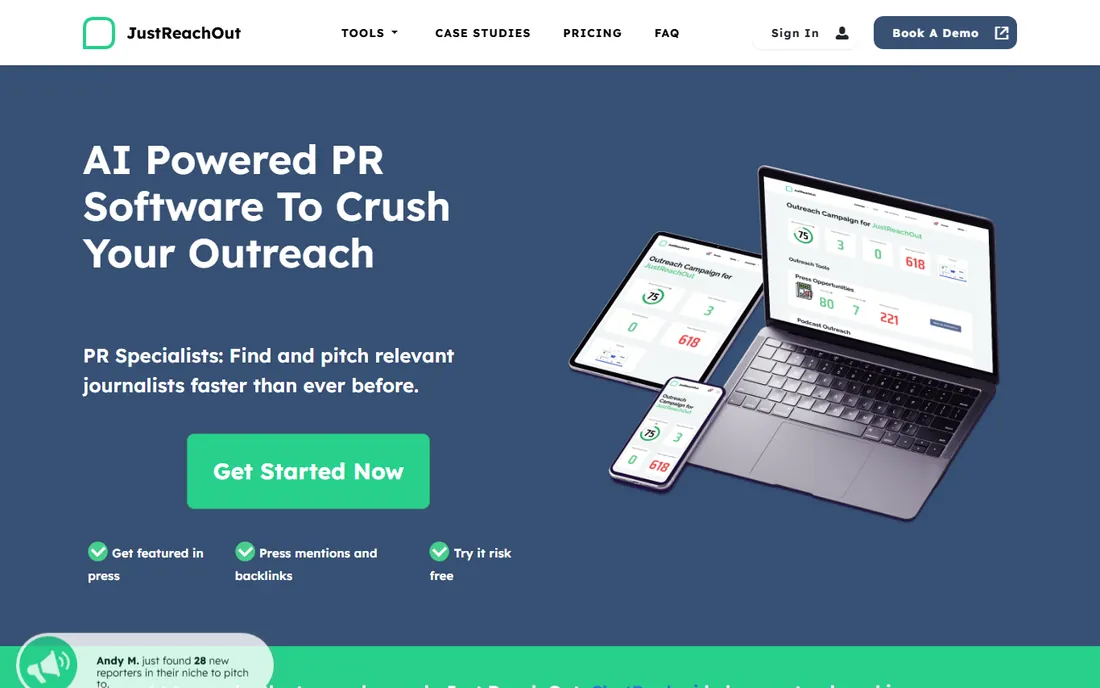 JustReachOut homepage