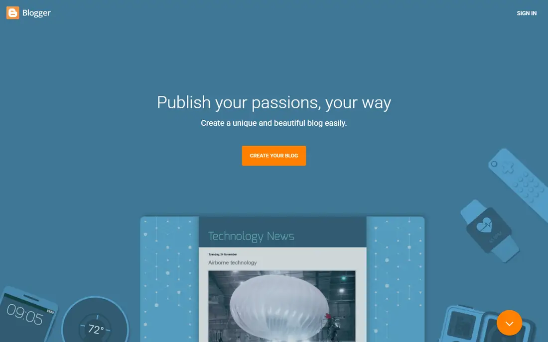 Blogger homepage