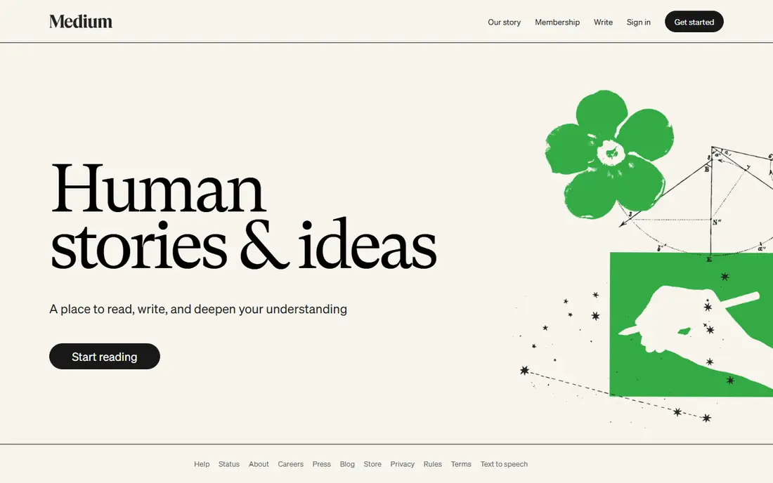 Medium homepage