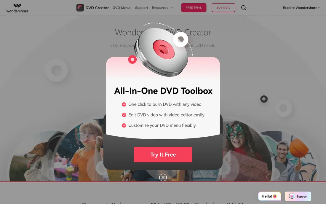 Wondershare DVD Creator homepage