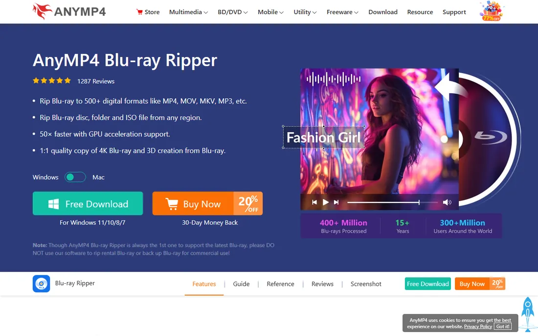 AnyMP4 Blu-ray Ripper homepage