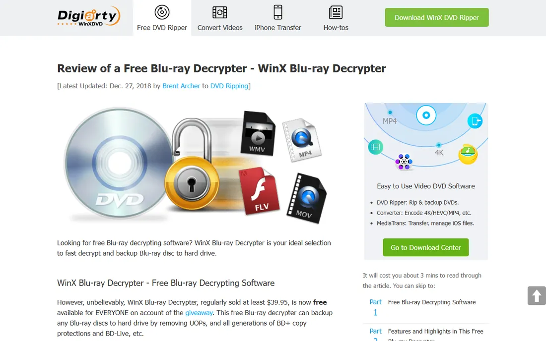 WinX Blu-ray Decrypter homepage