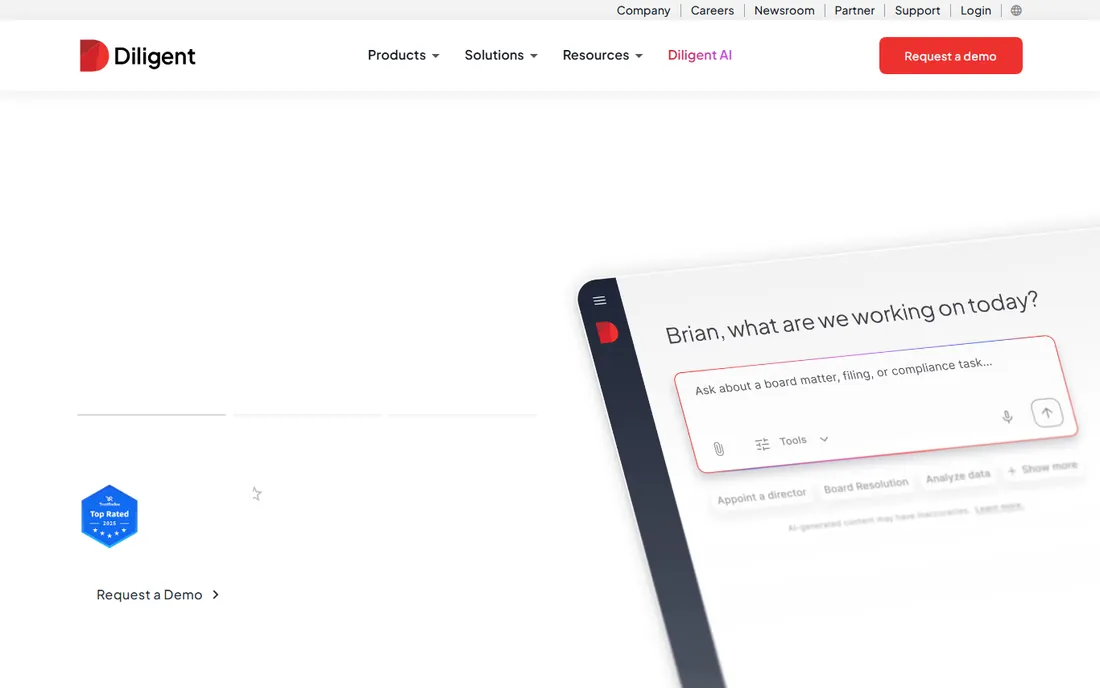 Diligent Boards homepage