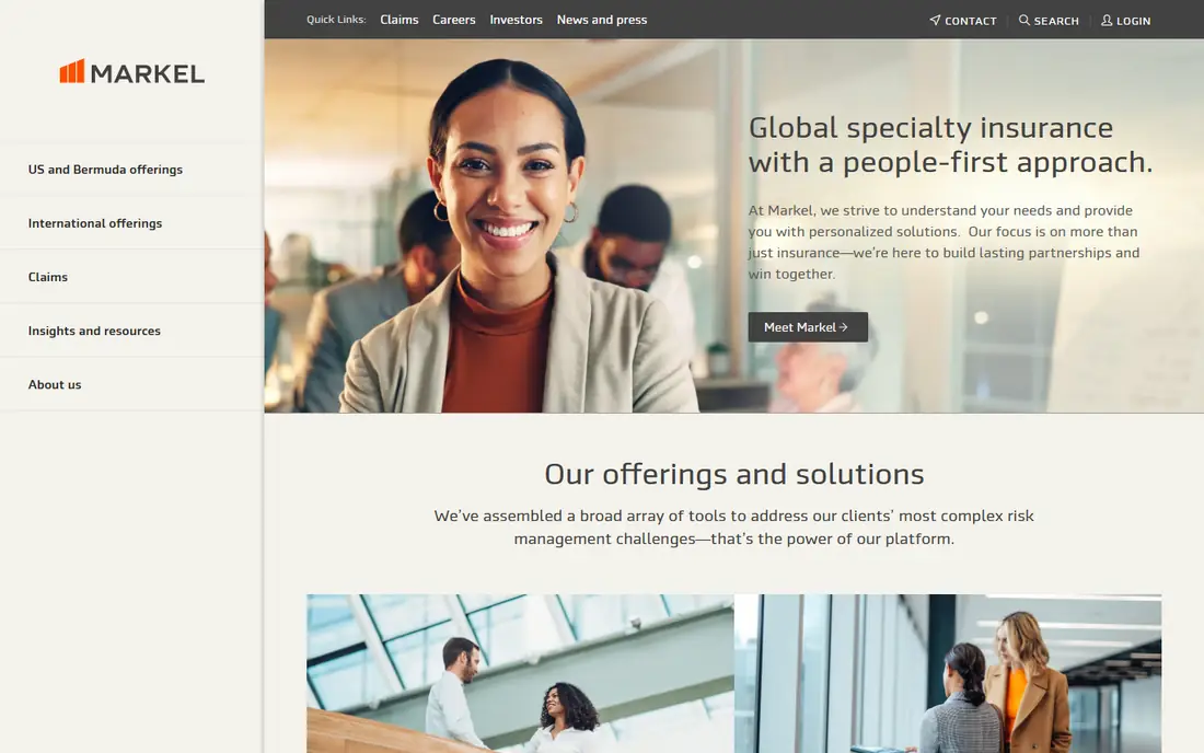 Markel homepage
