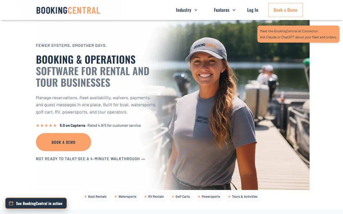 BookingCentral homepage