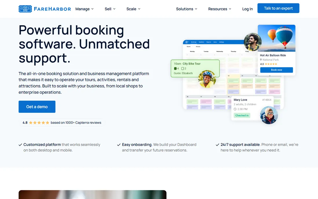 FareHarbor homepage
