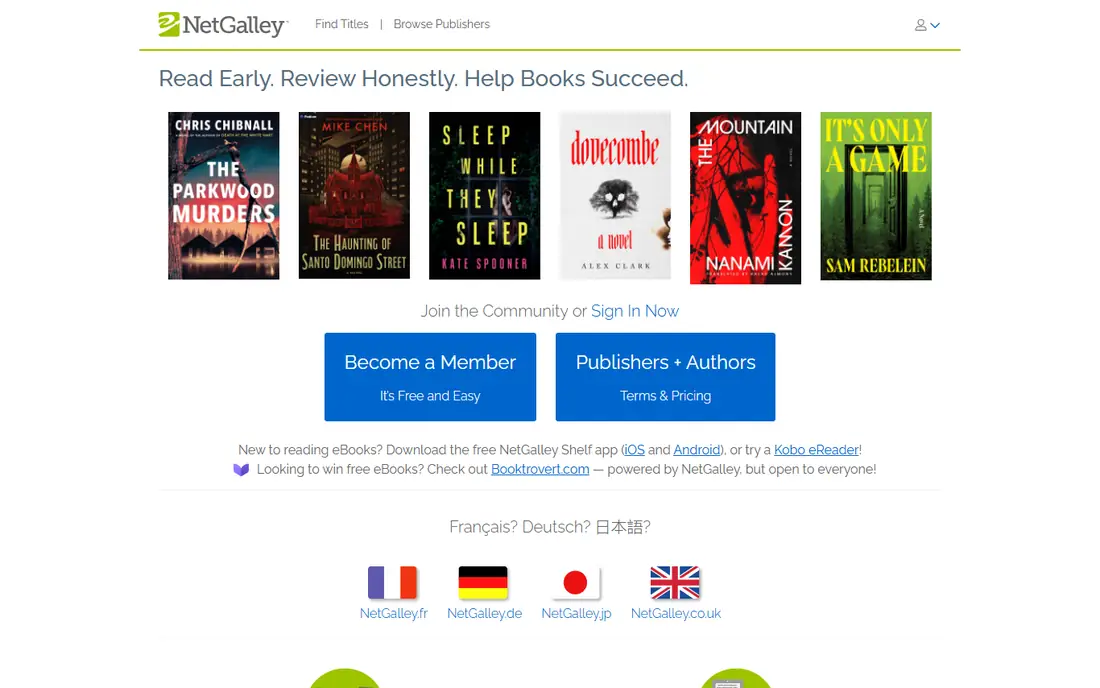 NetGalley homepage