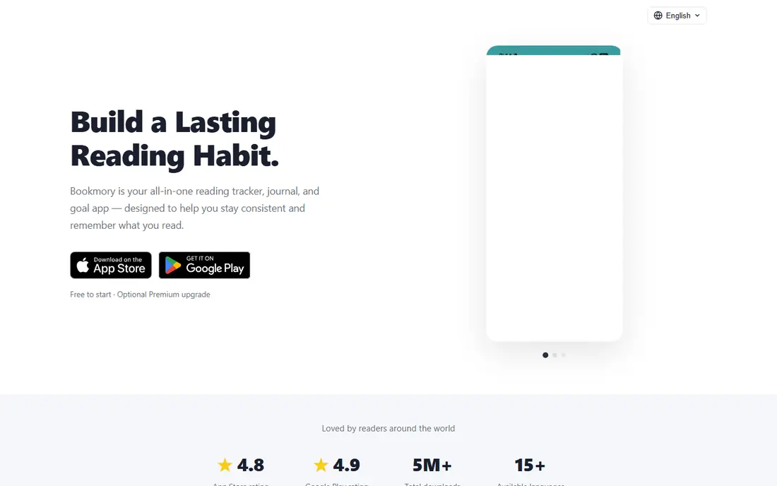 Bookmory homepage
