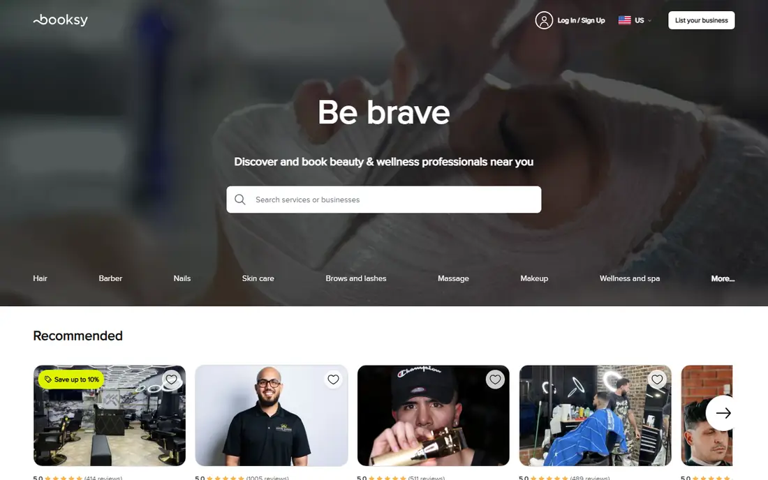 Booksy homepage