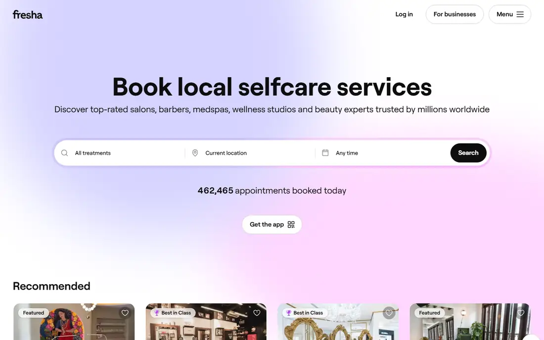 Fresha homepage