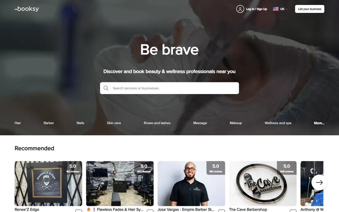 Booksy homepage