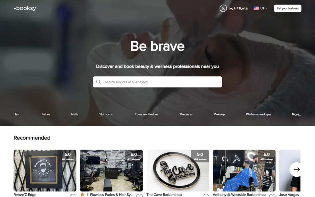 Booksy homepage