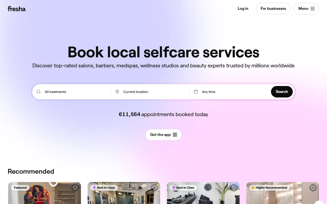 Fresha homepage