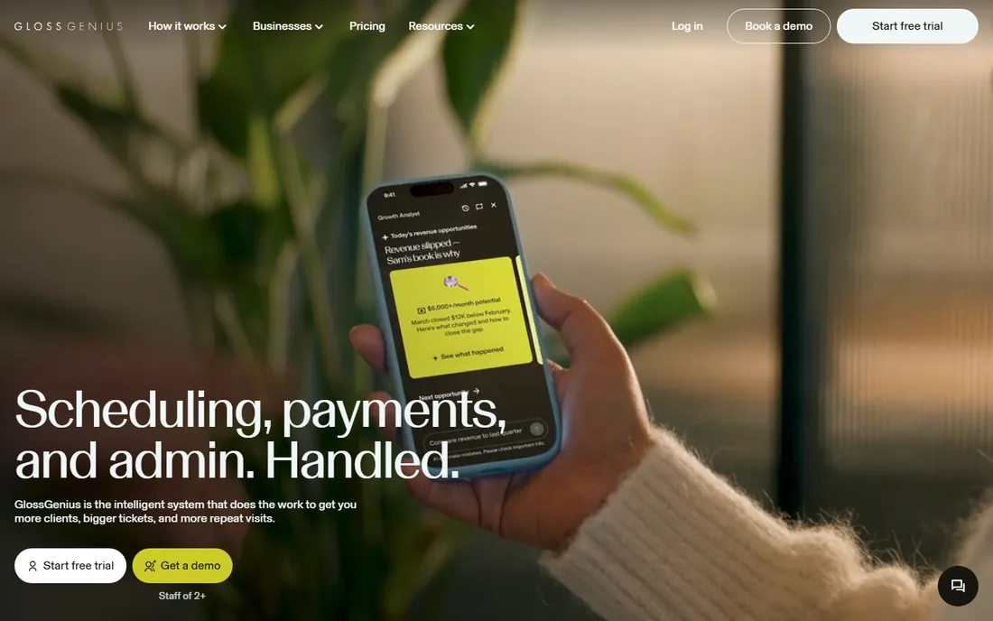 GlossGenius homepage