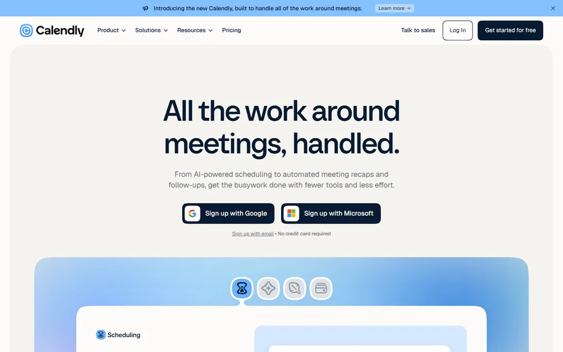 Calendly homepage