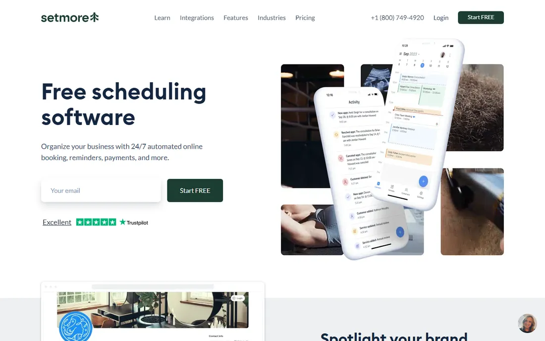 Setmore homepage
