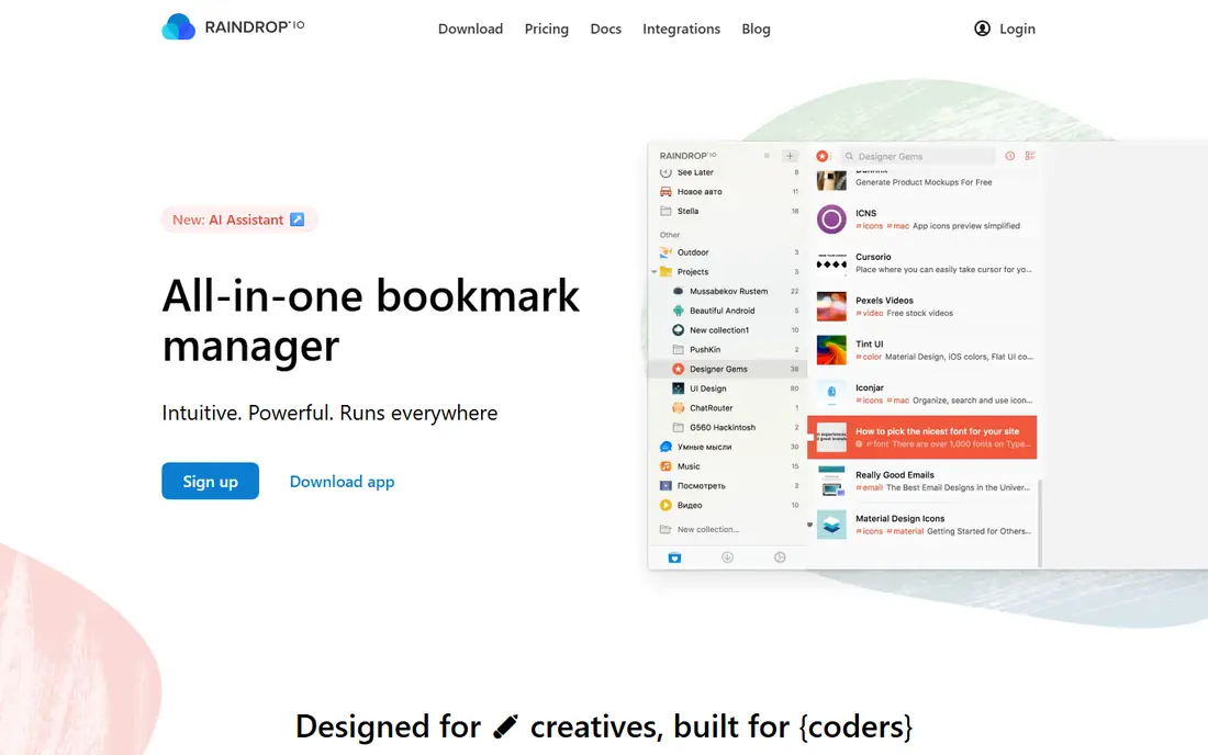 Raindrop.io homepage