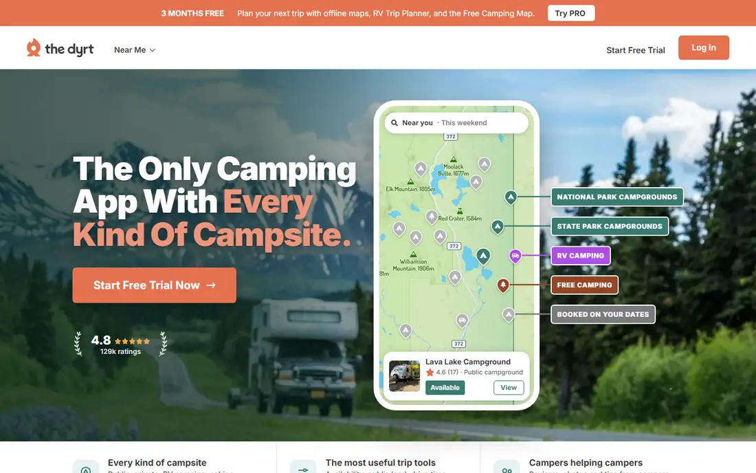 The Dyrt homepage