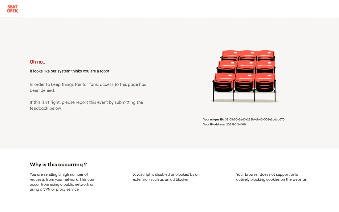 SeatGeek homepage