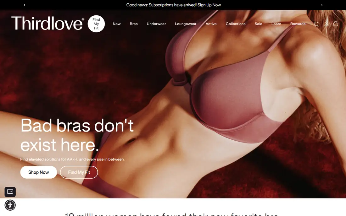 ThirdLove homepage