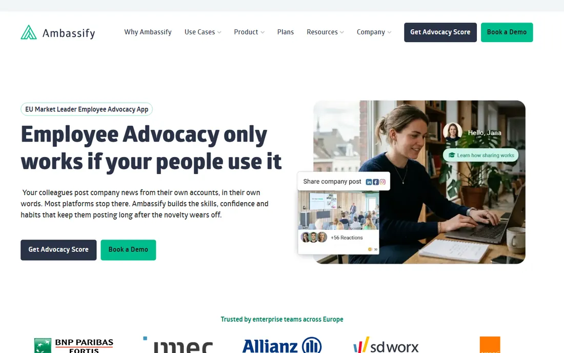 Ambassify homepage